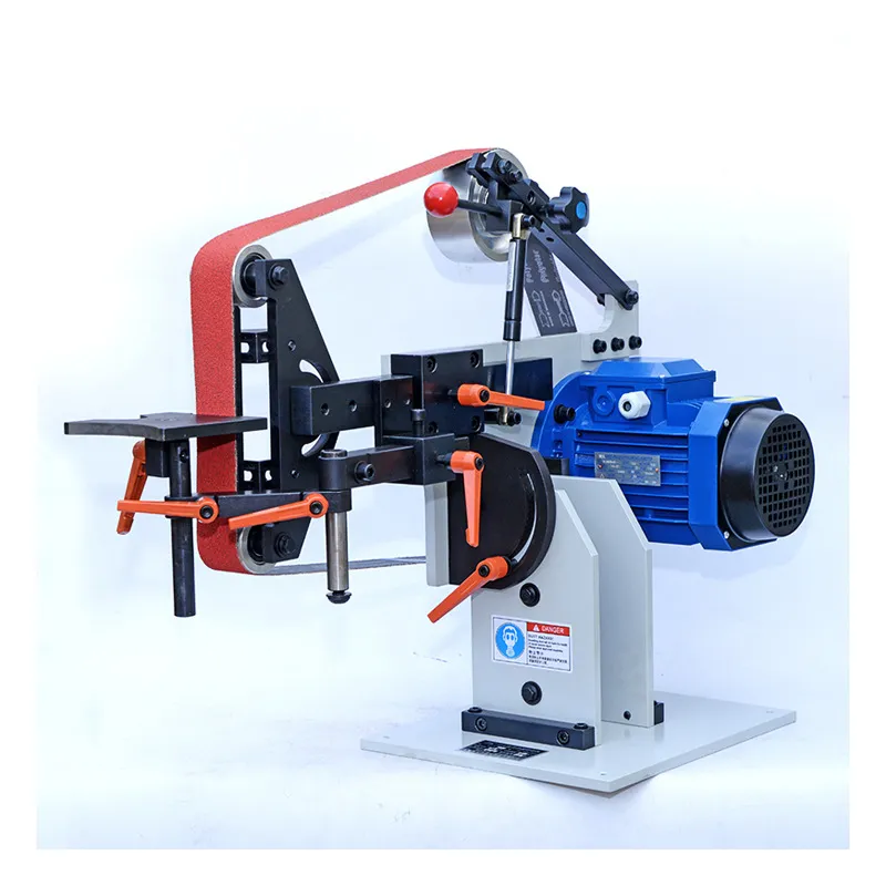 Belt Grinder 2HP Motor With VFD & Horizontal Base With 2 Adjustable Tilting Tool Rest Including Multiple Attachments
